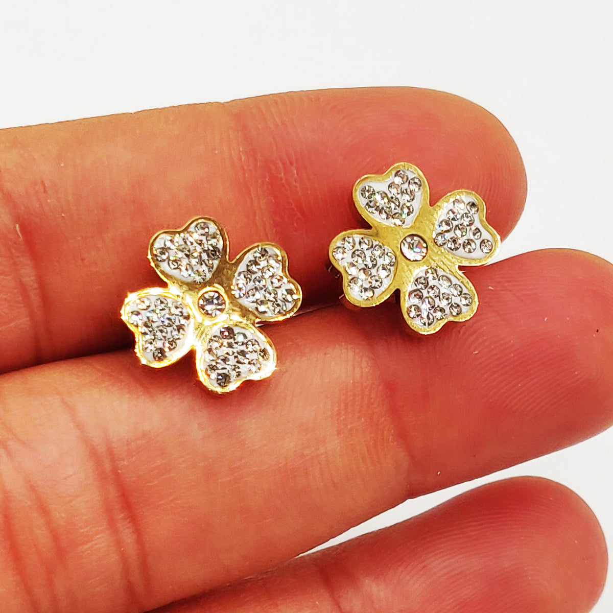 Boucles d'oreilles Trèfle à 4 Coeurs Cristaux