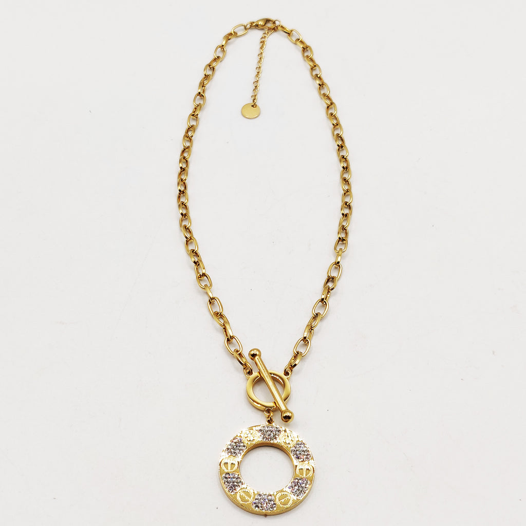 Collier Chaîne Cercle Prestige Vis et Cristaux Luxe