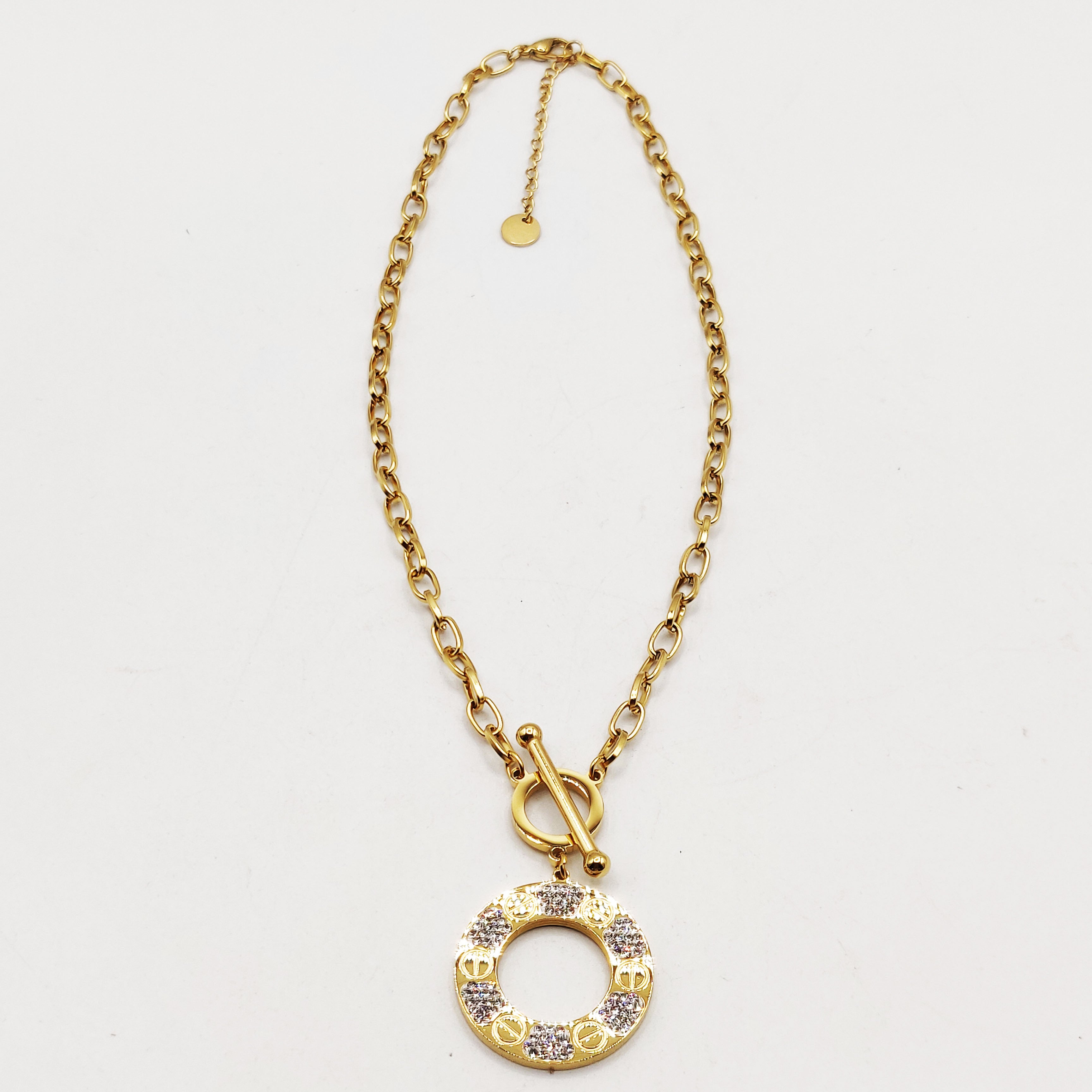 Collier Chaîne Cercle Prestige Vis et Cristaux Luxe