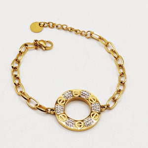 Bracelet Chaîne Cercle Prestige Vis et Cristaux Luxe