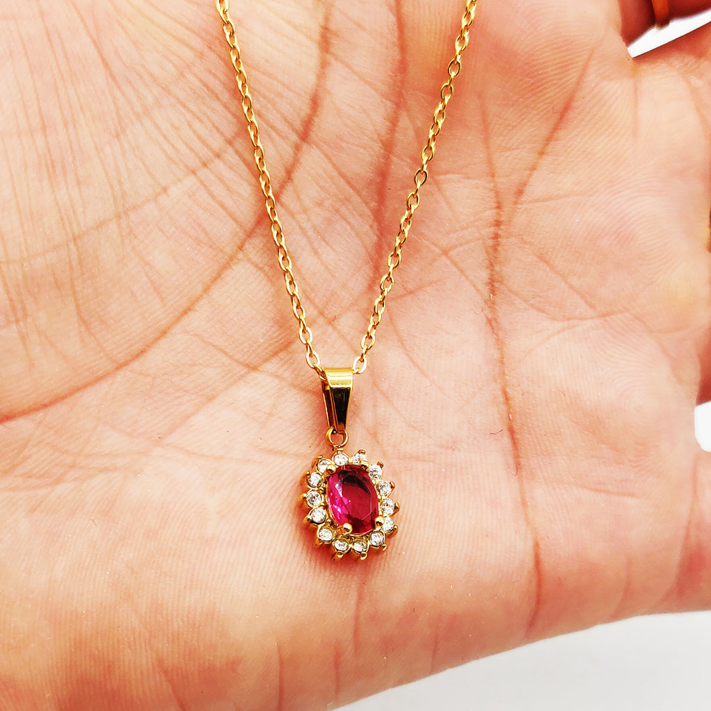 Collier Soleil Rose Tour Cristaux