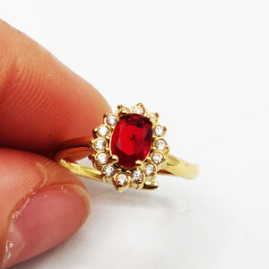 Bague Soleil Rouge Tour Cristaux