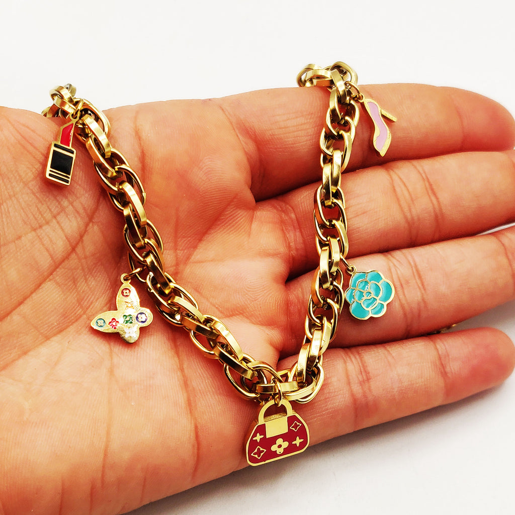 Collier Chaîne Pendentifs Trèfles et Étoiles Luxe