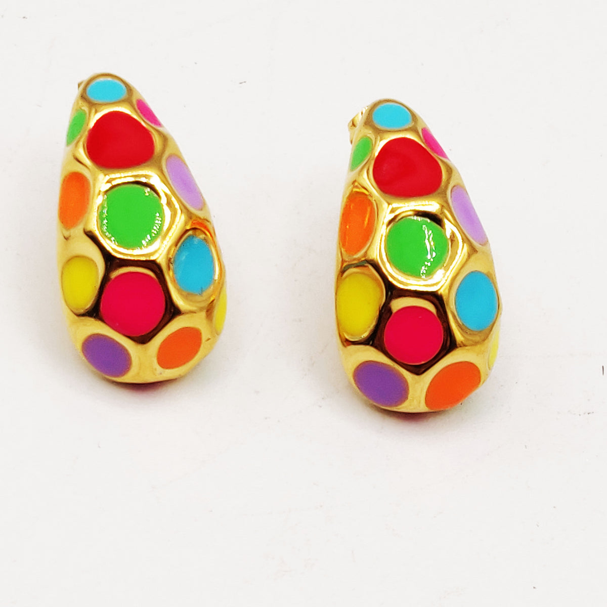 Boucles d'oreilles Gouttes Pois Multicolores