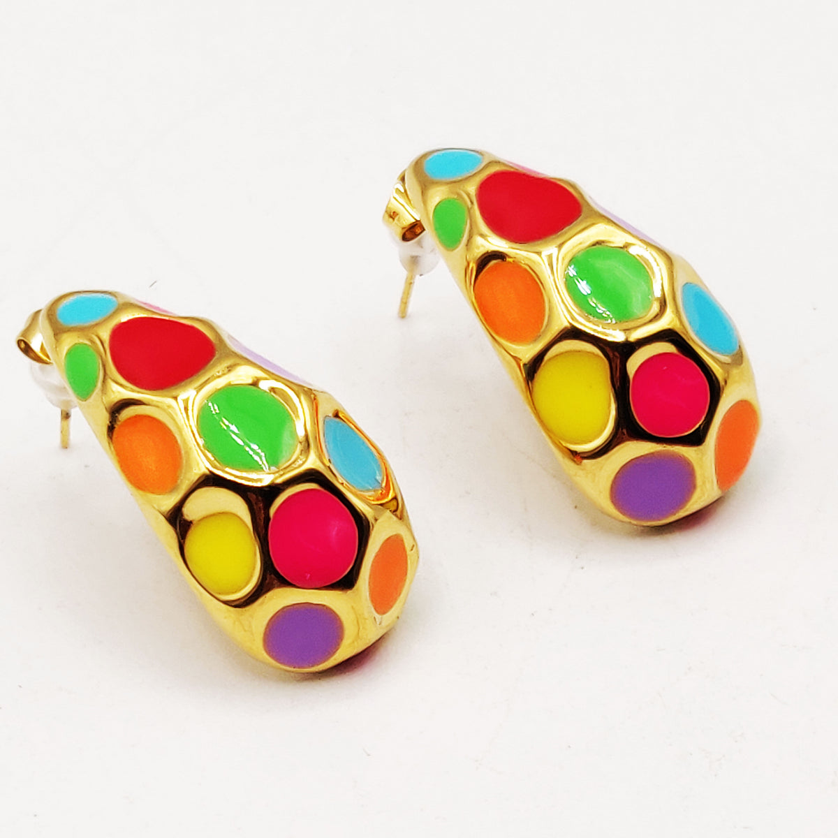 Boucles d'oreilles Gouttes Pois Multicolores