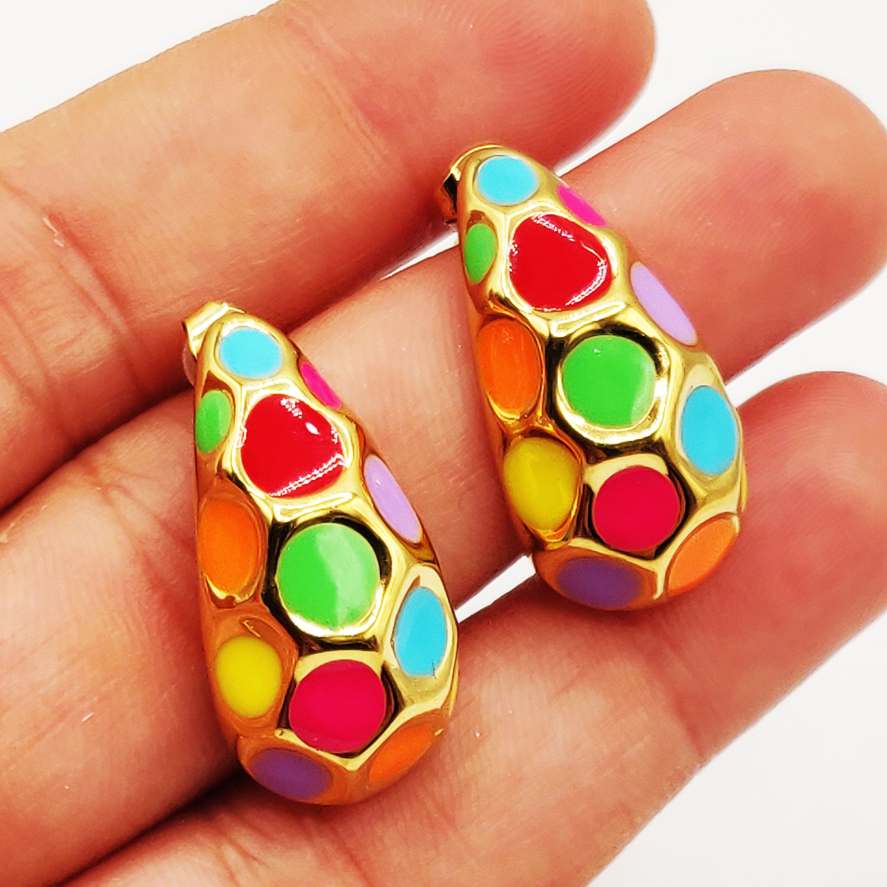 Boucles d'oreilles Gouttes Pois Multicolores