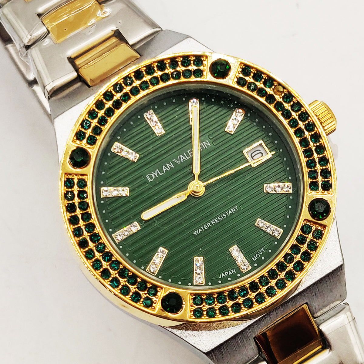 Montre Dylan Valentin DV6517 Font Vert Bracelet Argenté et Doré