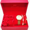 Coffret Cadeau Montre Giorgio & Dario EU5147 Fond Blanc Eden avec Bracelet Double Eden et Roses Rouges