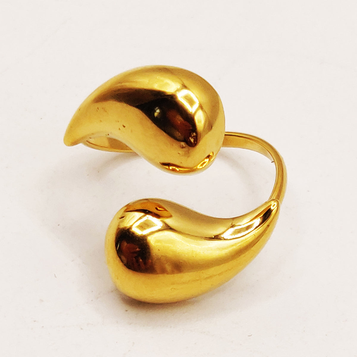 Bague Double Gouttes Bombées Écartées Luxe