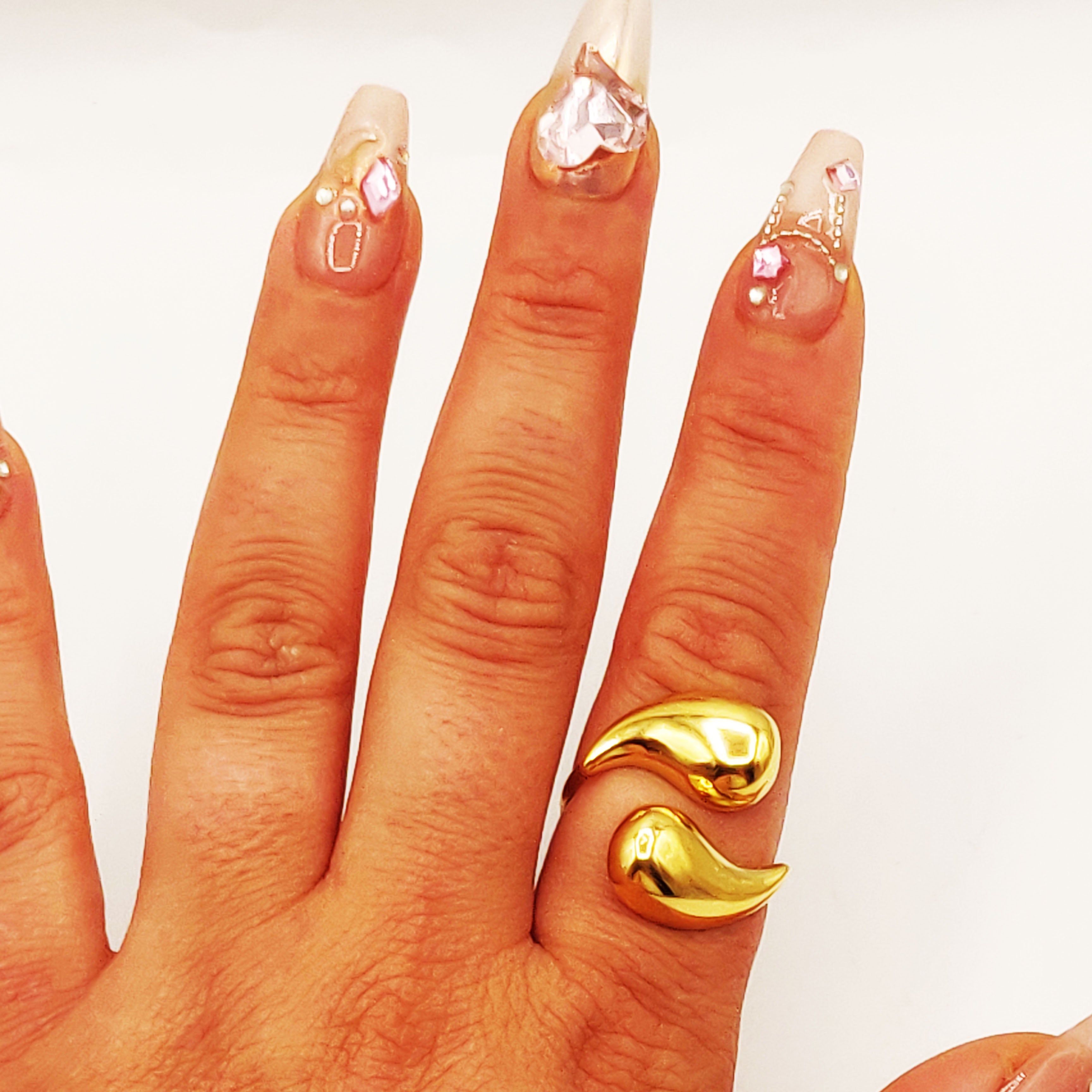 Bague Double Gouttes Bombées Écartées Luxe
