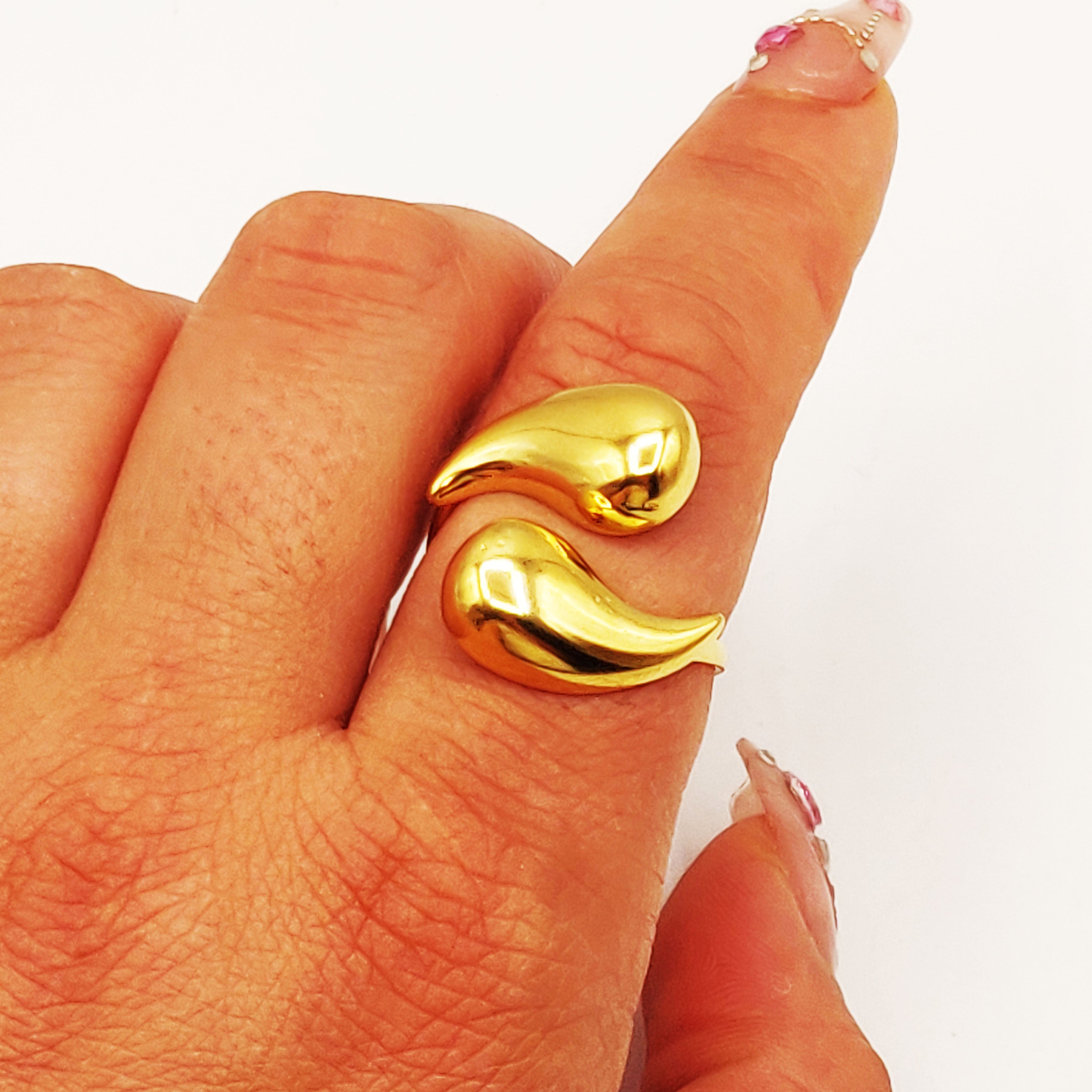 Bague Double Gouttes Bombées Écartées Luxe