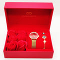 Coffret Cadeau Montre Giorgio & Dario EU5604 Fond Rouge avec Bracelet Trèfles et Étoiles Luxe