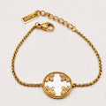 Bracelet Maillons Cercle Blanc Nacrés Feuilles Cristaux Luxe