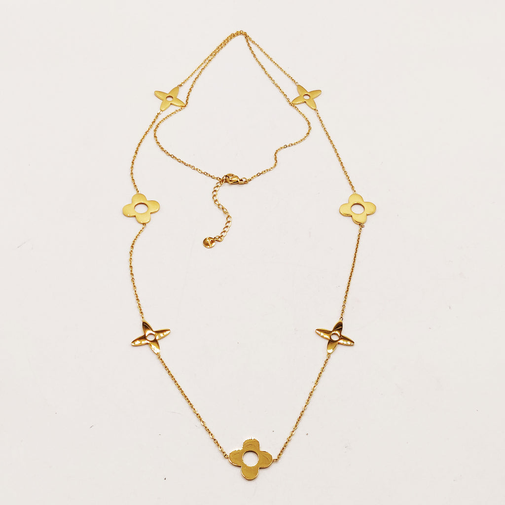 Collier / Sautoir Grands Trèfles et Étoiles Luxe