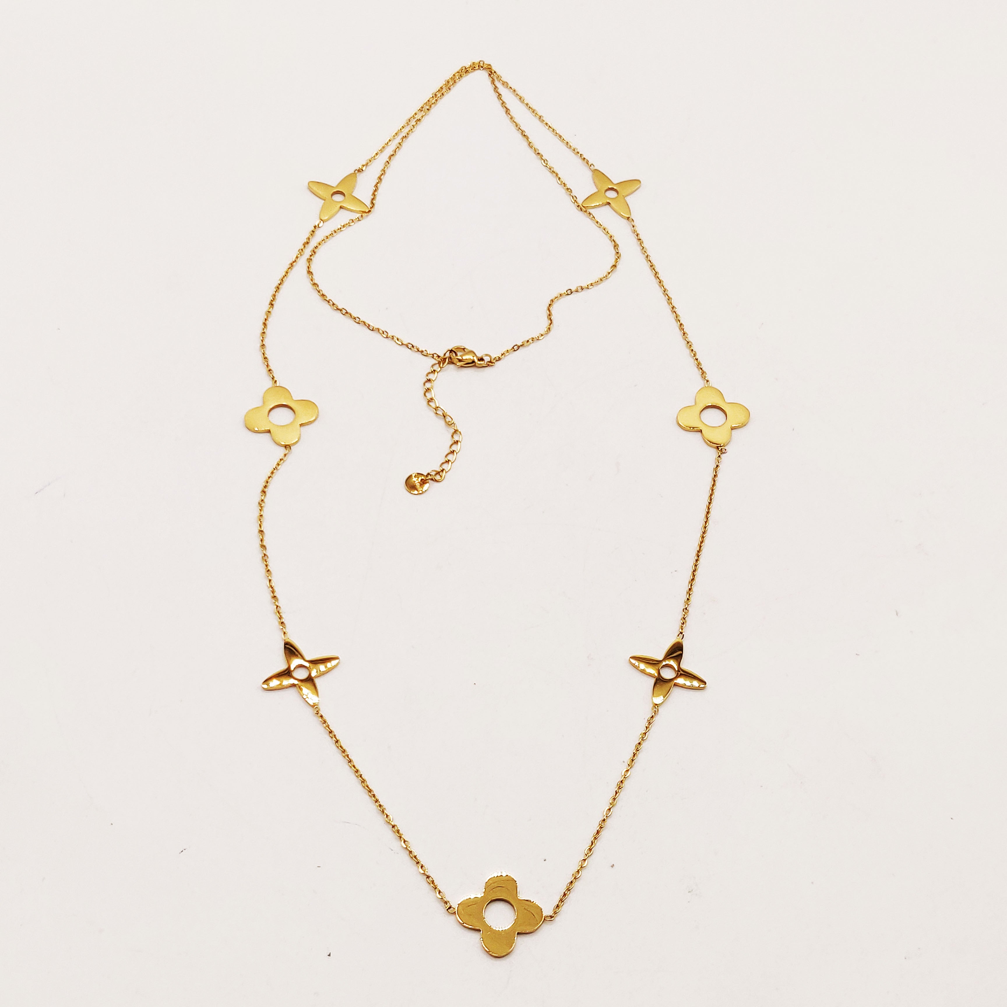 Collier / Sautoir Grands Trèfles et Étoiles Luxe
