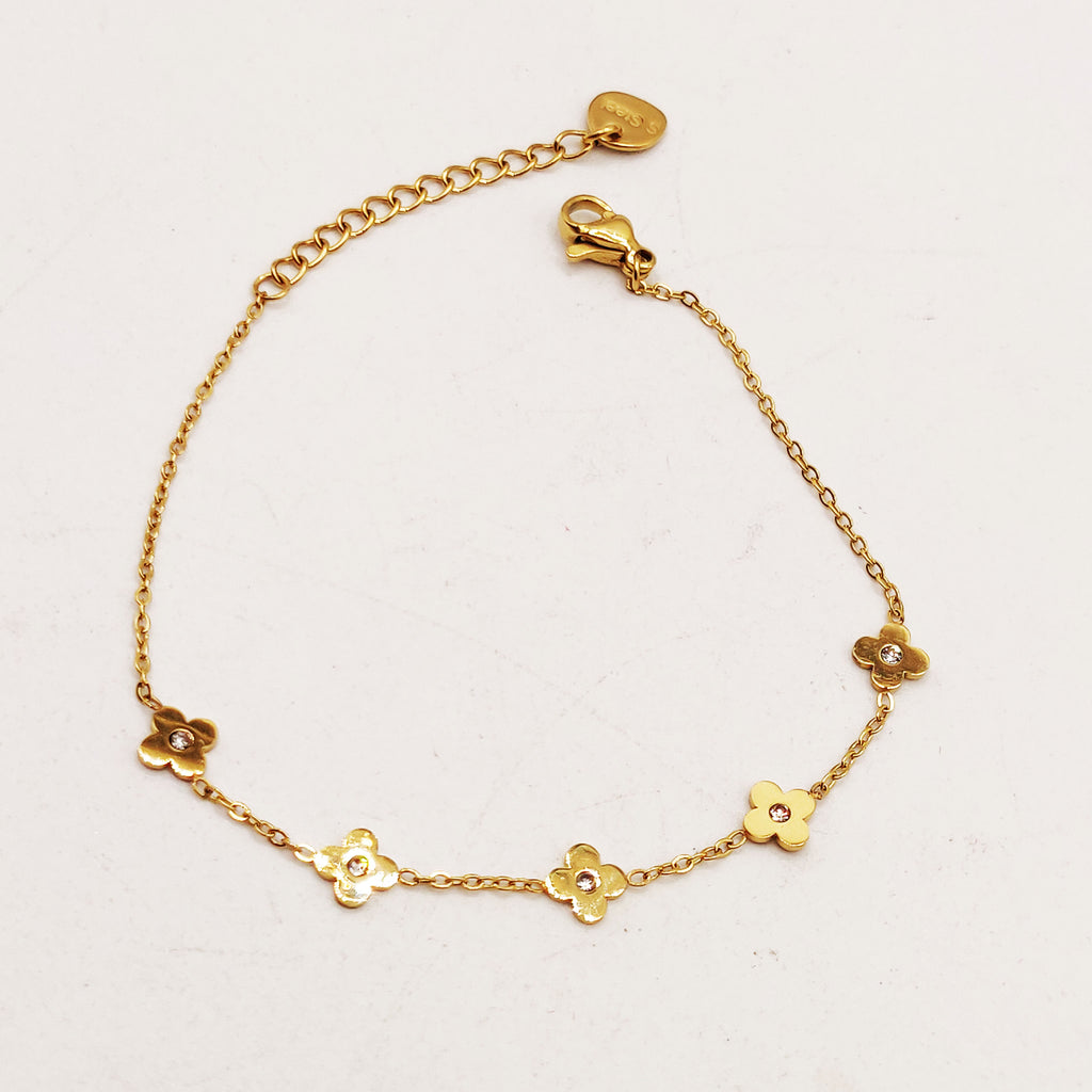 Bracelet Multi Trèfles Centre Cristaux Luxe