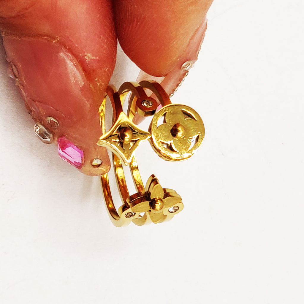 Bague Trèfles et Étoiles Luxe et Cristaux