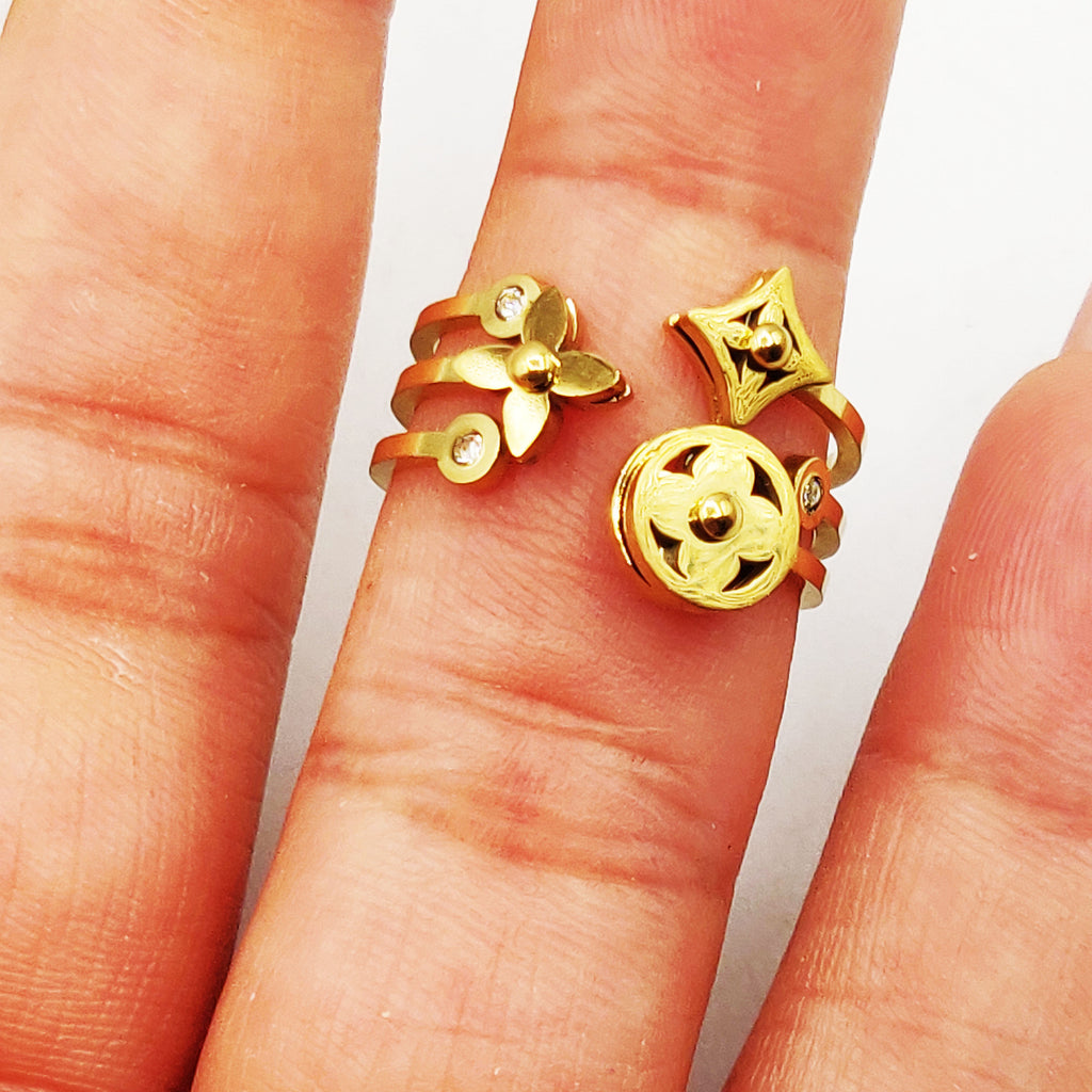 Bague Trèfles et Étoiles Luxe et Cristaux