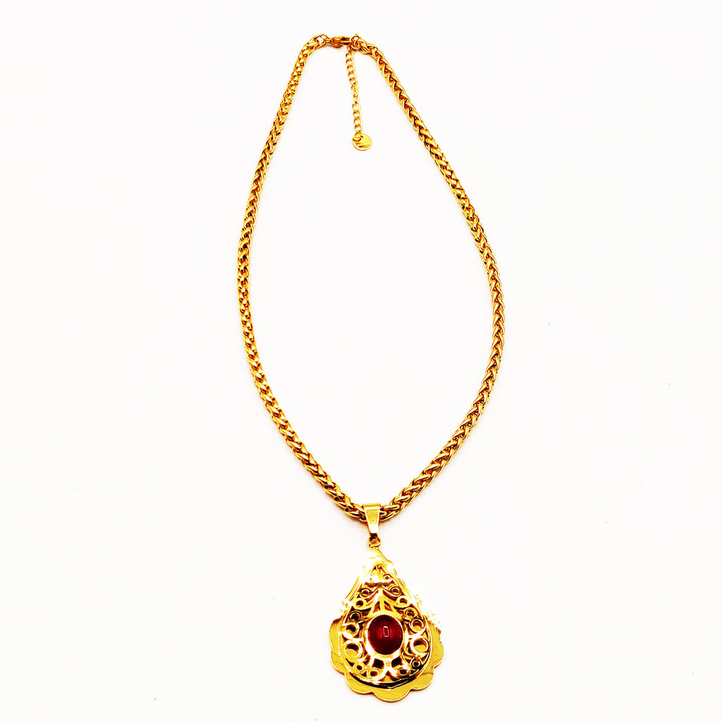 Collier Torsade Goutte Orientale Cristal Rouge Luxe