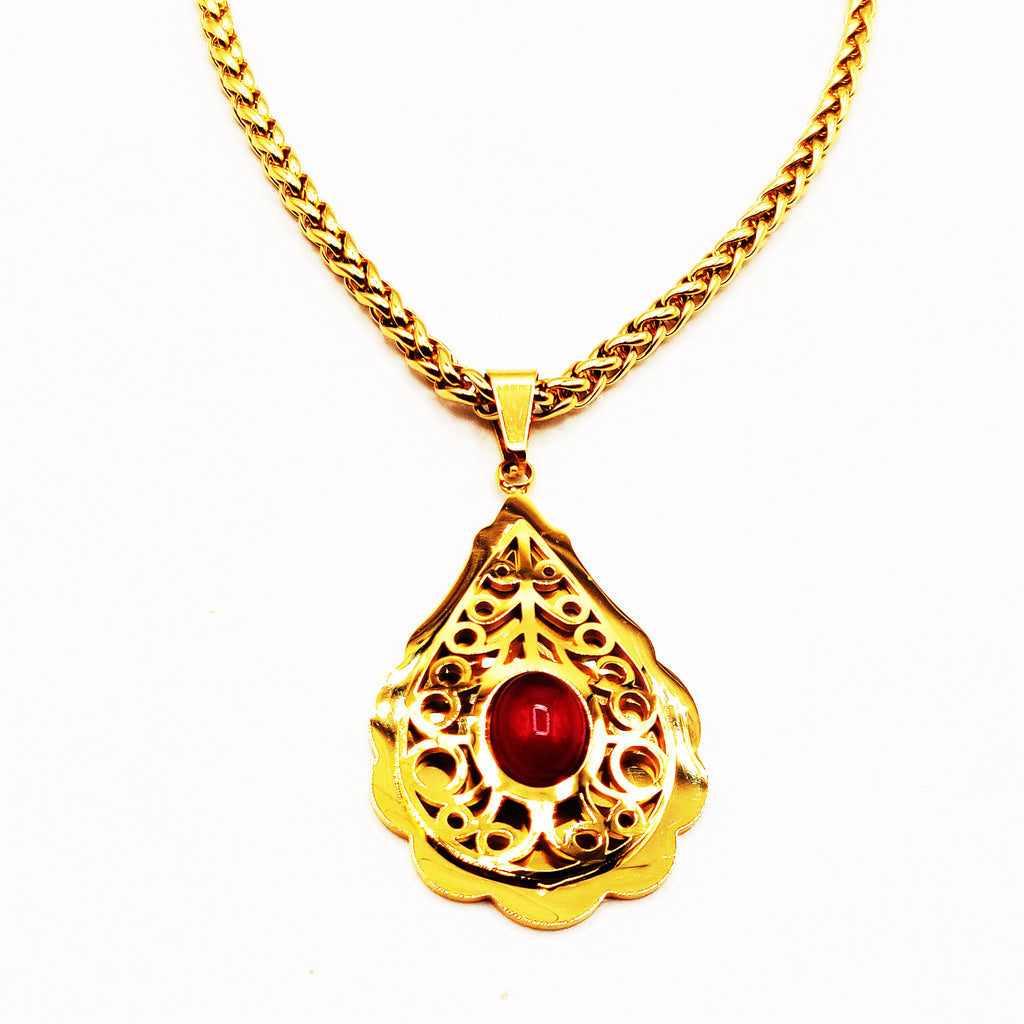Collier Torsade Goutte Orientale Cristal Rouge Luxe