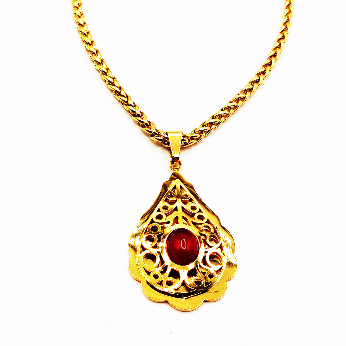 Collier Torsade Goutte Orientale Cristal Rouge Luxe