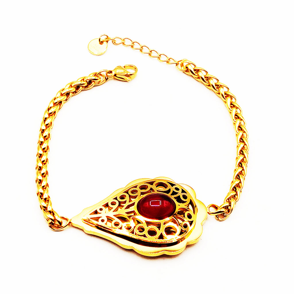 Bracelet Torsade Goutte Orientale Cristal Rouge Luxe