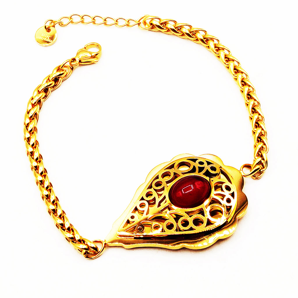 Bracelet Torsade Goutte Orientale Cristal Rouge Luxe