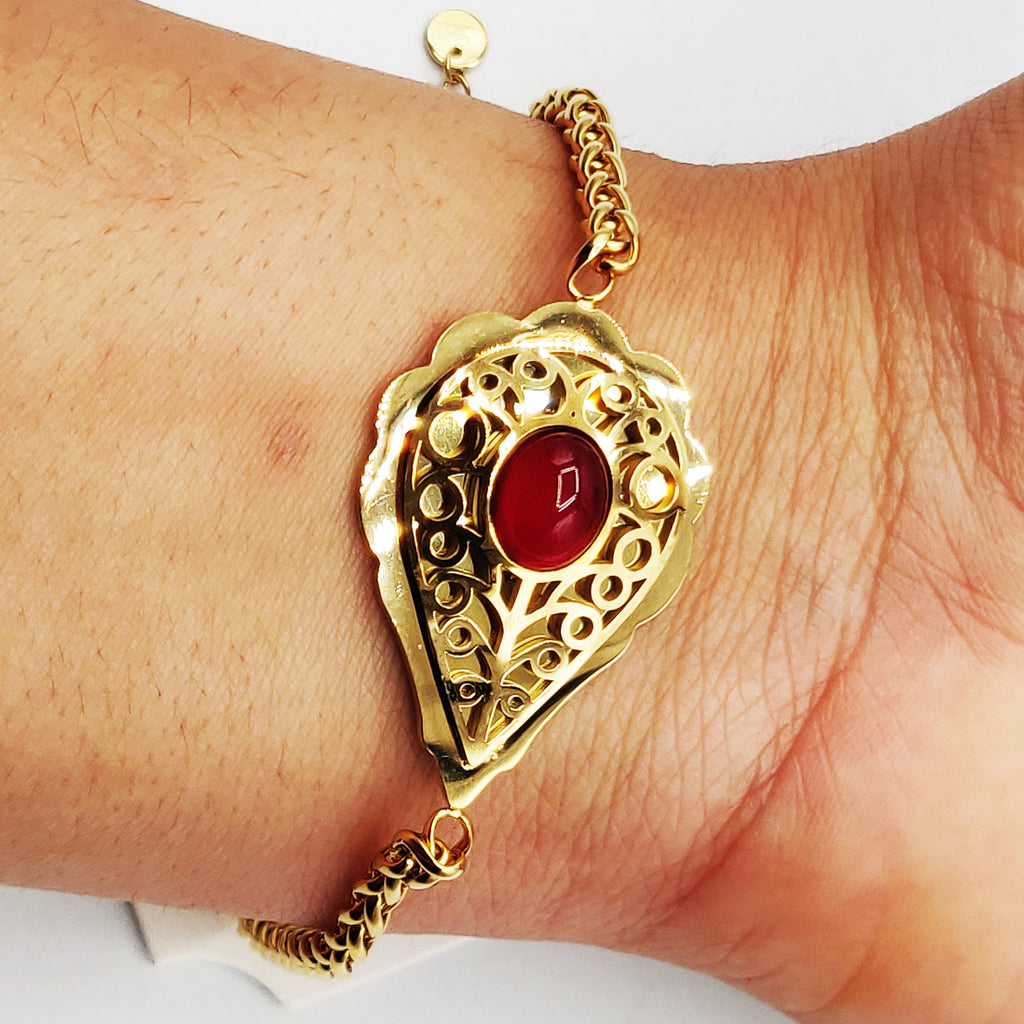 Bracelet Torsade Goutte Orientale Cristal Rouge Luxe