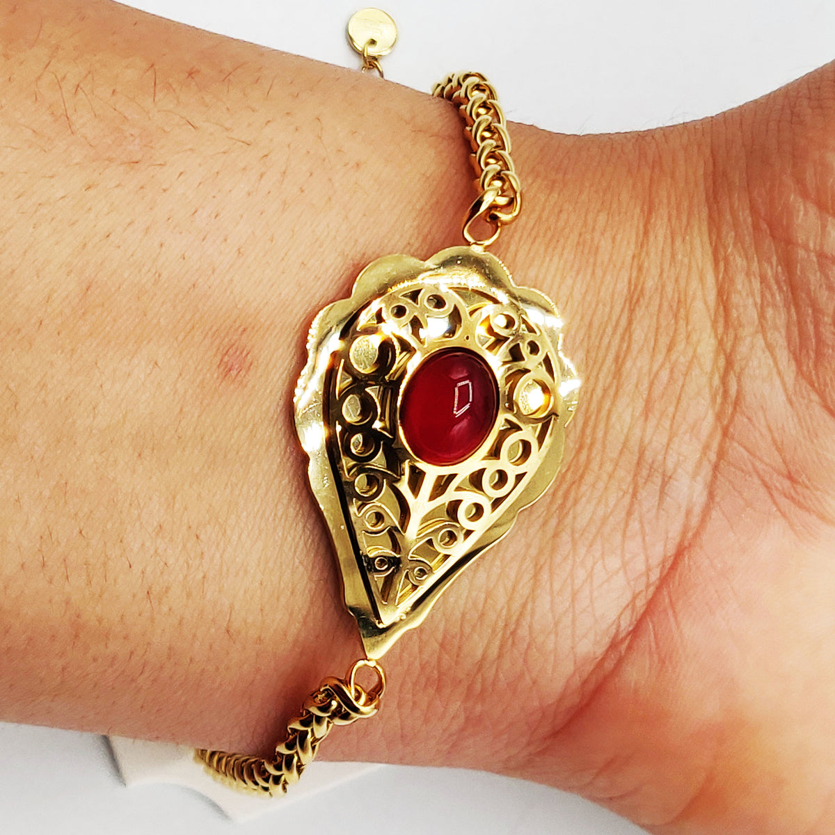 Bracelet Torsade Goutte Orientale Cristal Rouge Luxe