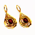 Boucles d'oreilles Torsade Goutte Orientale Cristal Rouge Luxe