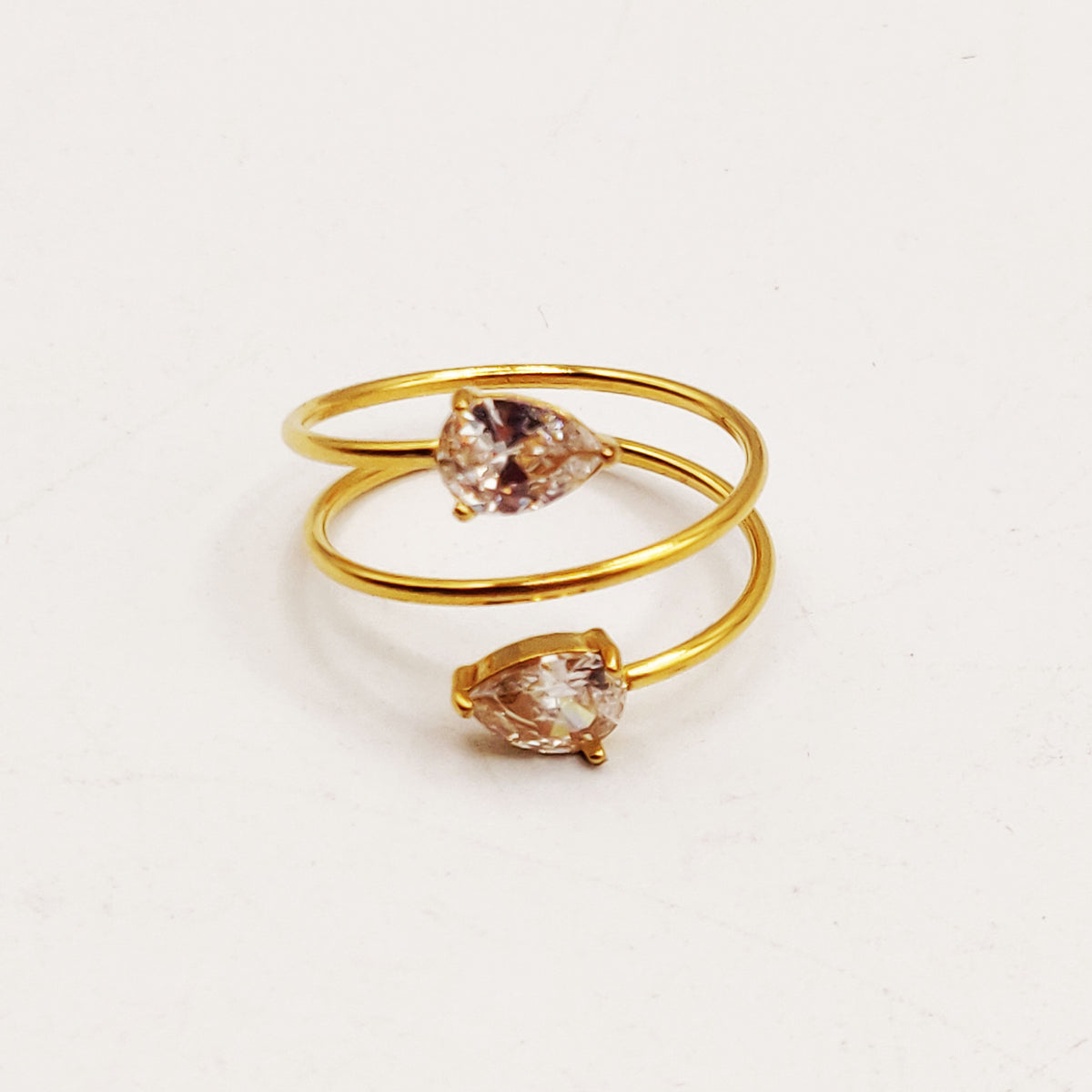 Bague Double Cristaux Goutte