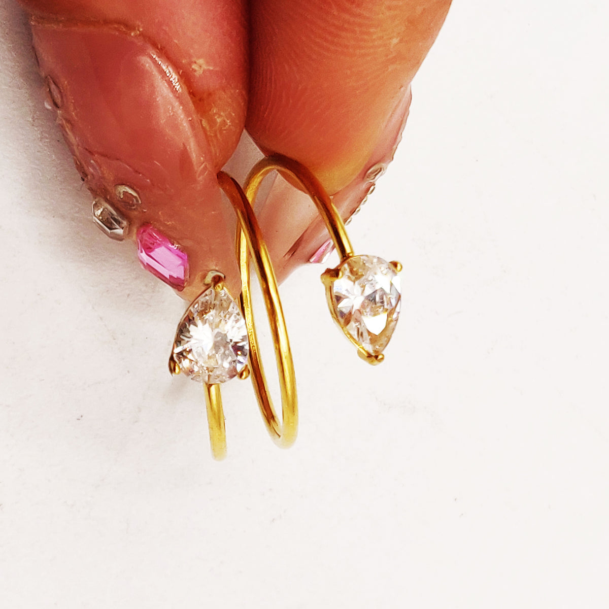 Bague Double Cristaux Goutte