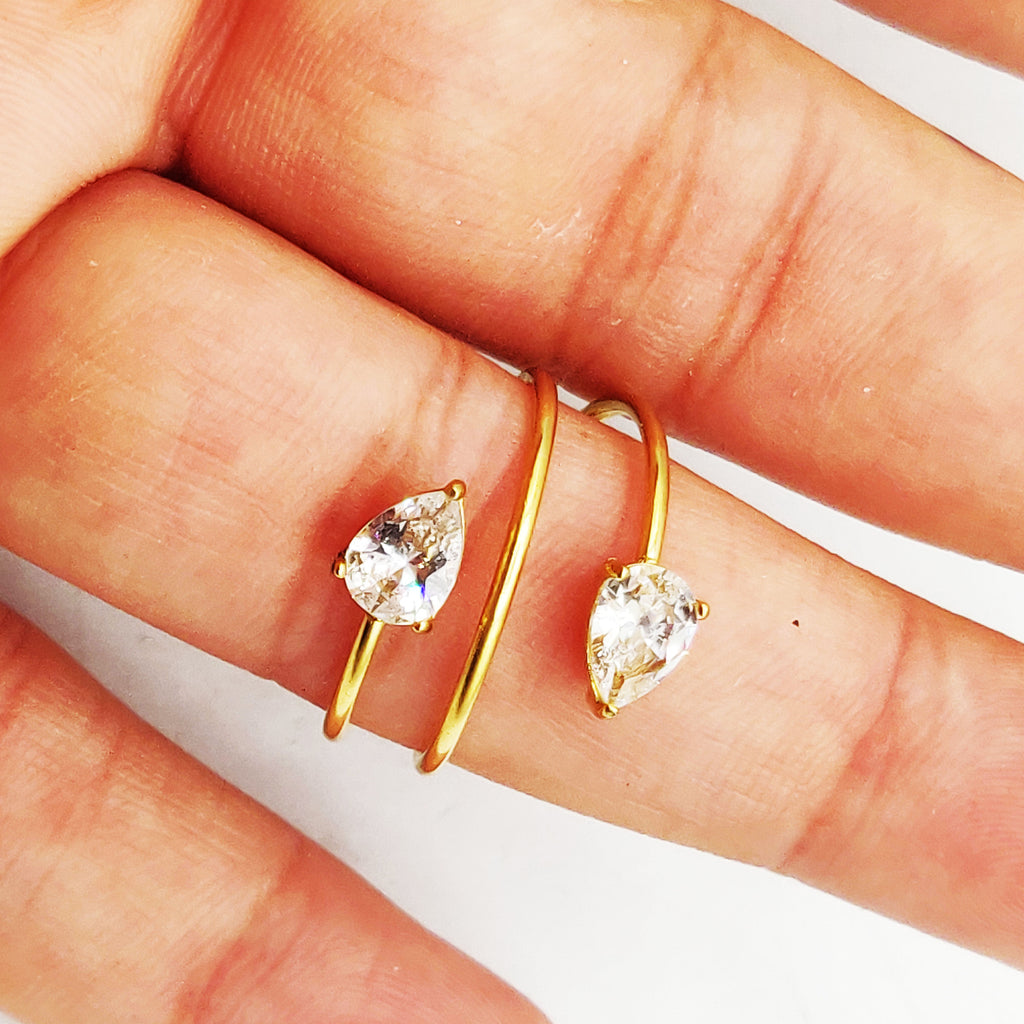 Bague Double Cristaux Goutte
