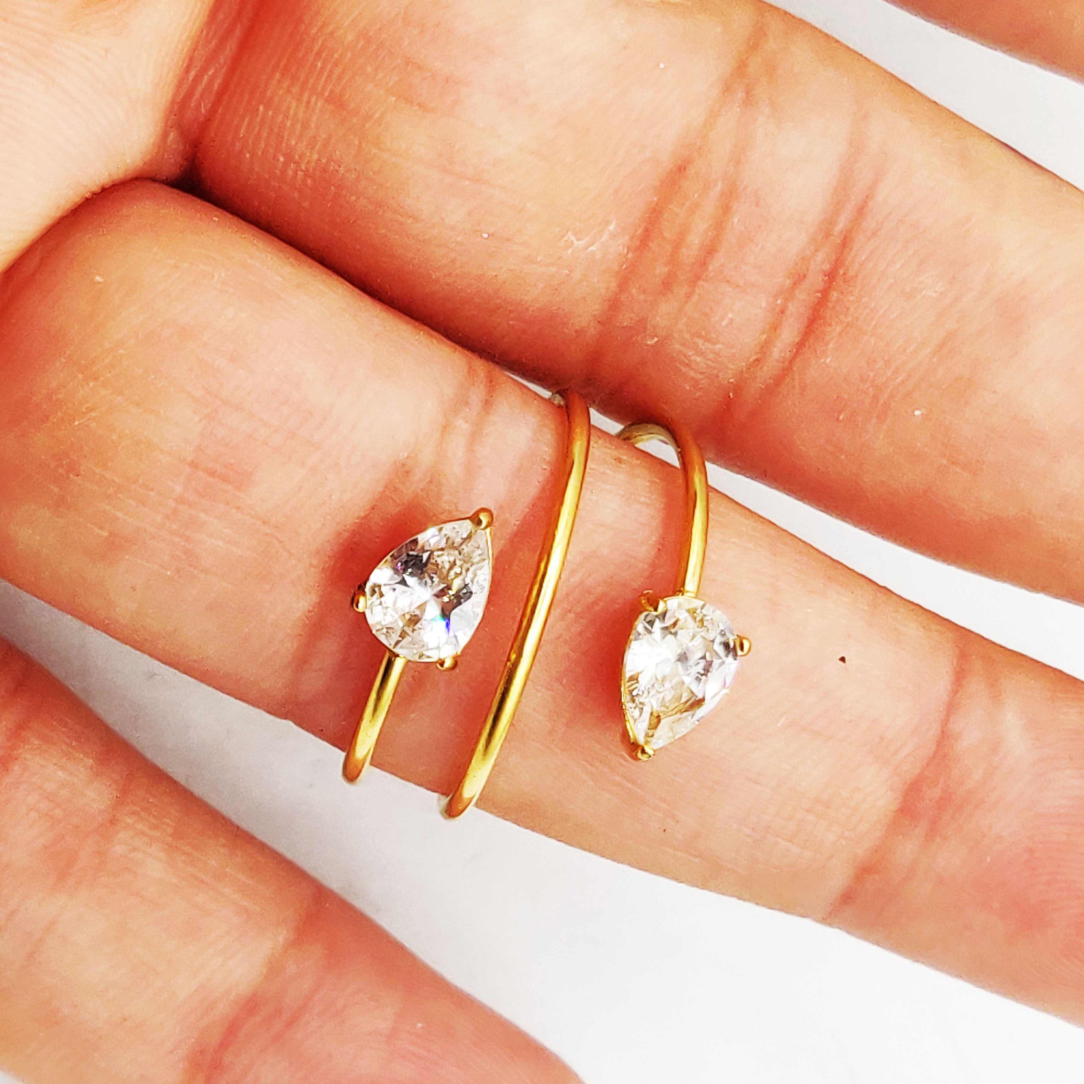 Bague Double Cristaux Goutte