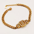 Bracelet Tresse Multi Cristaux Rectangulaires Luxe