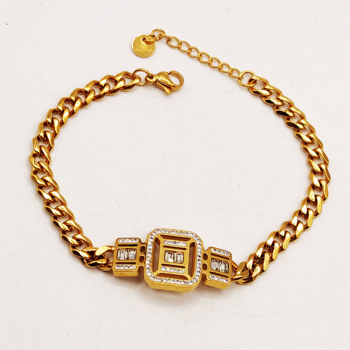 Bracelet Tresse Multi Cristaux Rectangulaires Luxe