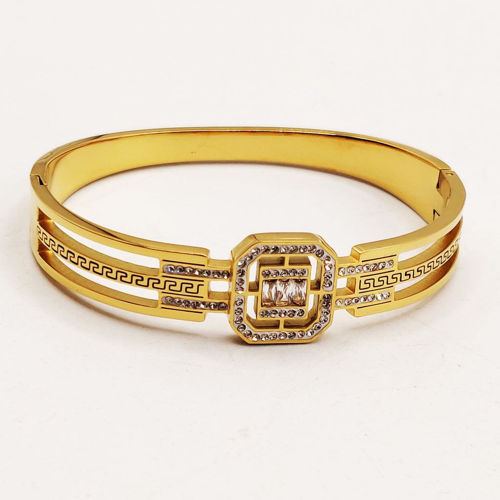 Bracelet Rigide Multi Cristaux Rectangulaires Luxe