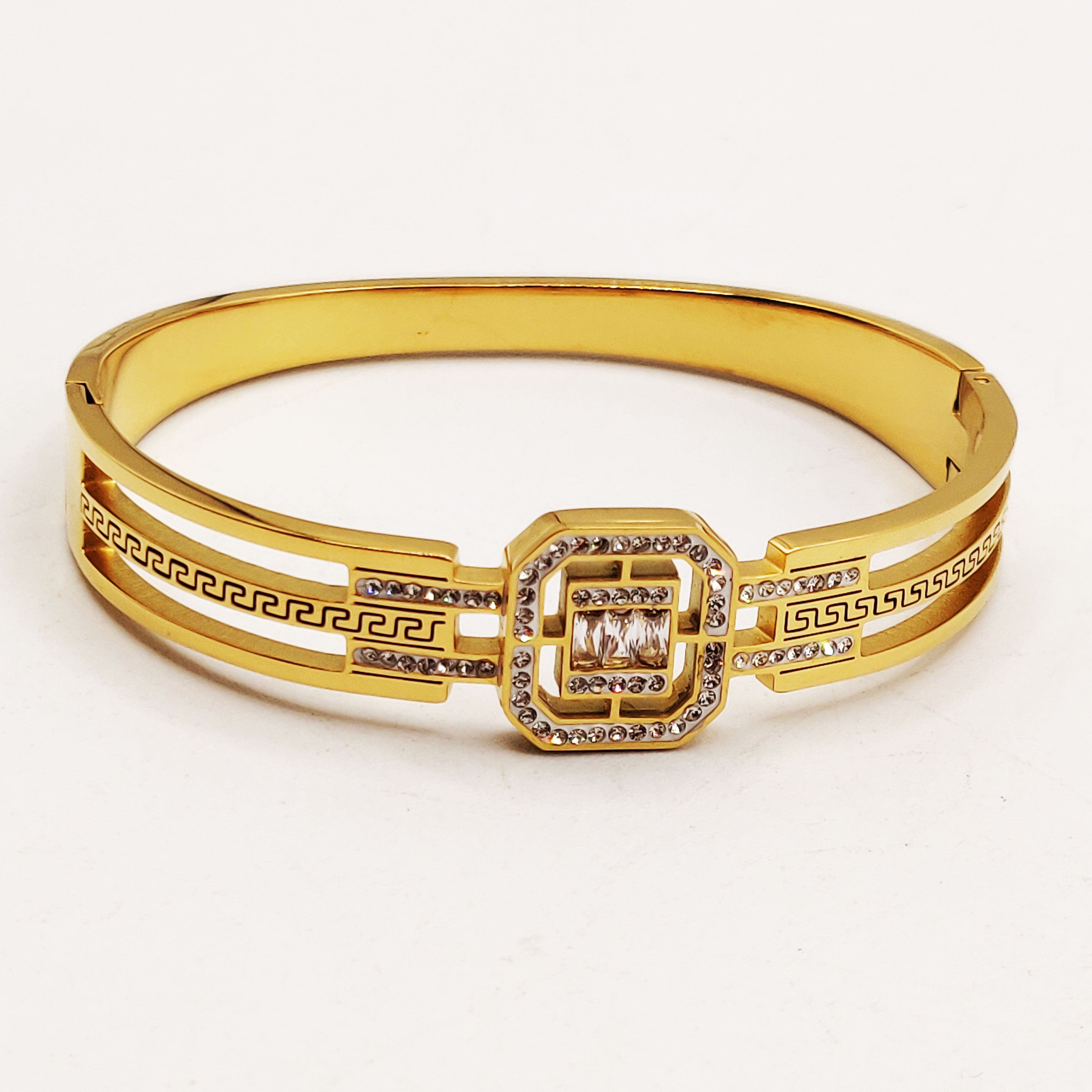 Bracelet Rigide Multi Cristaux Rectangulaires Luxe