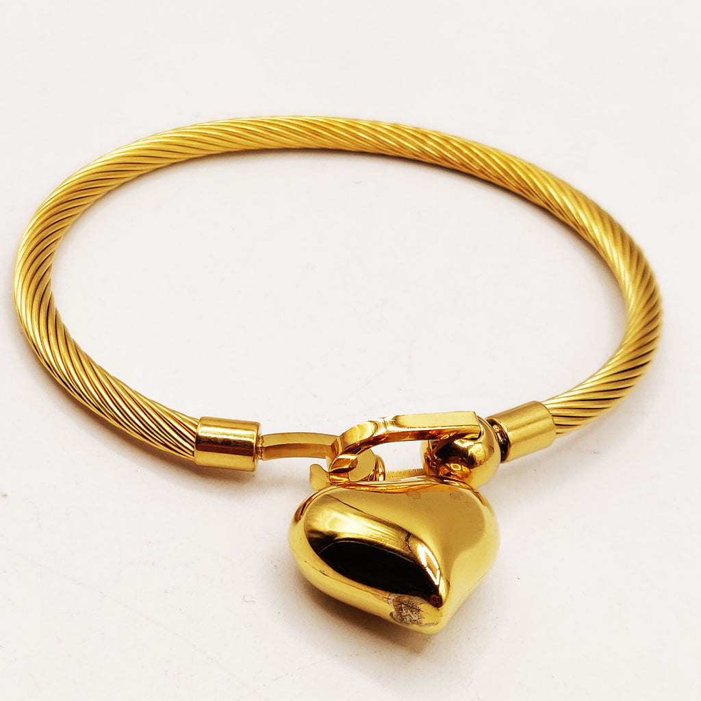 Bracelet Rigide Pendentif Coeur Bombé Luxe
