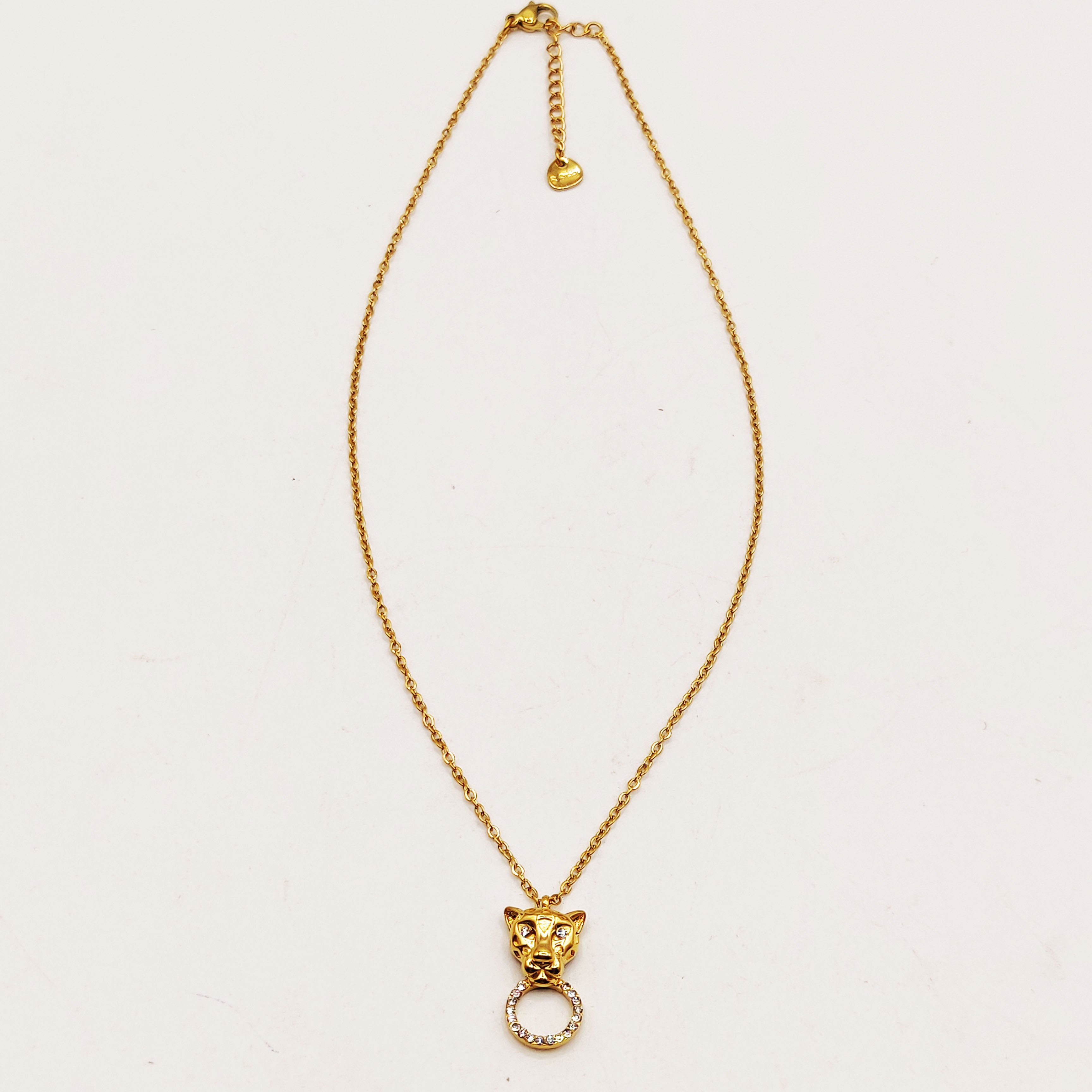 Collier Petite Tête Jaguar Cercle Cristaux Luxe