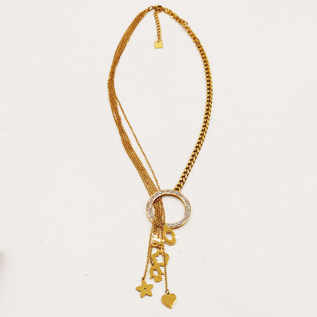 Collier Tresse Cercle Cristaux Pendentifs Luxe