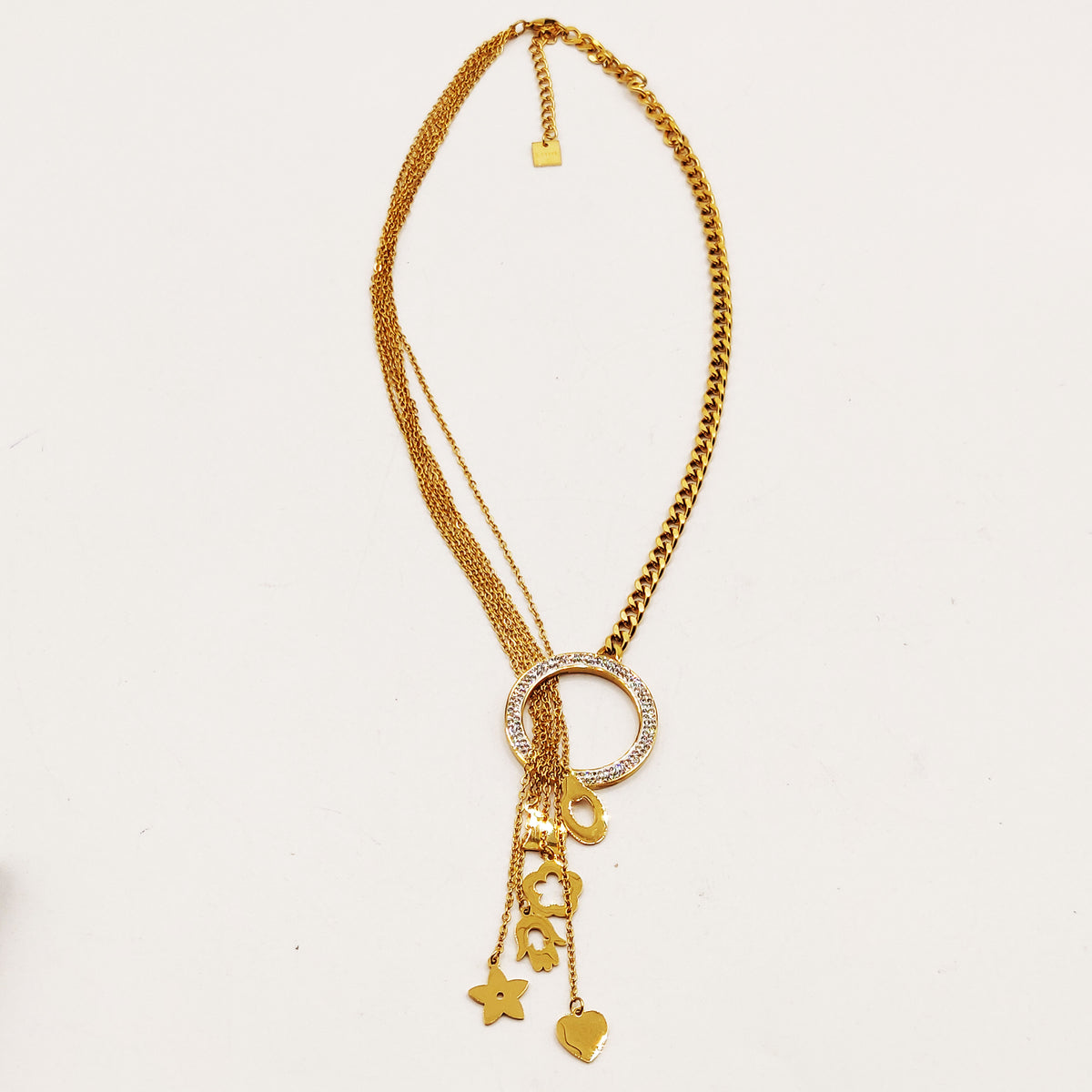 Collier Tresse Cercle Cristaux Pendentifs Luxe
