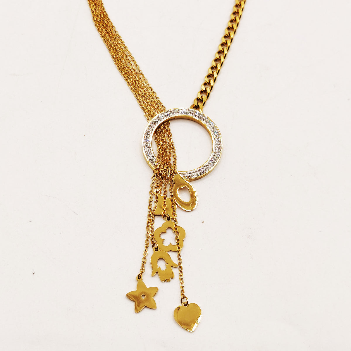 Collier Tresse Cercle Cristaux Pendentifs Luxe