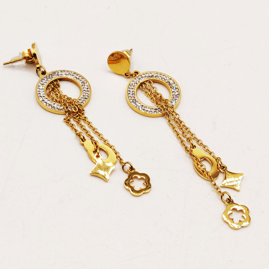 Boucles d'oreilles Tresse Cercle Cristaux Pendentifs Luxe
