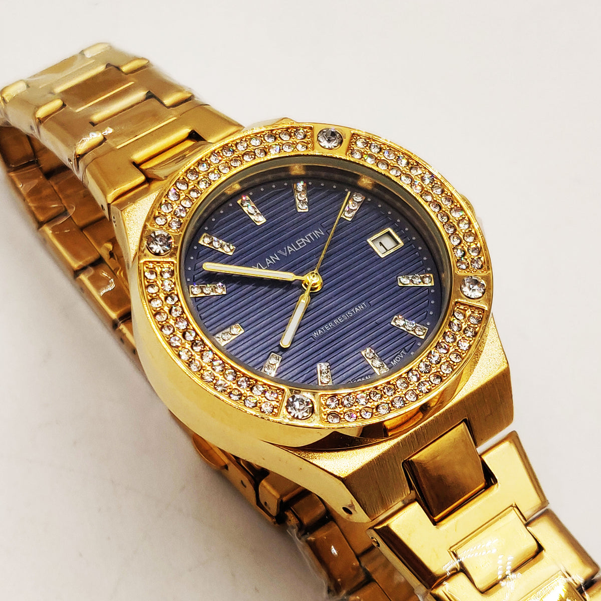 Montre Dylan Valentin DV6517 Fond Bleu Bracelet Doré
