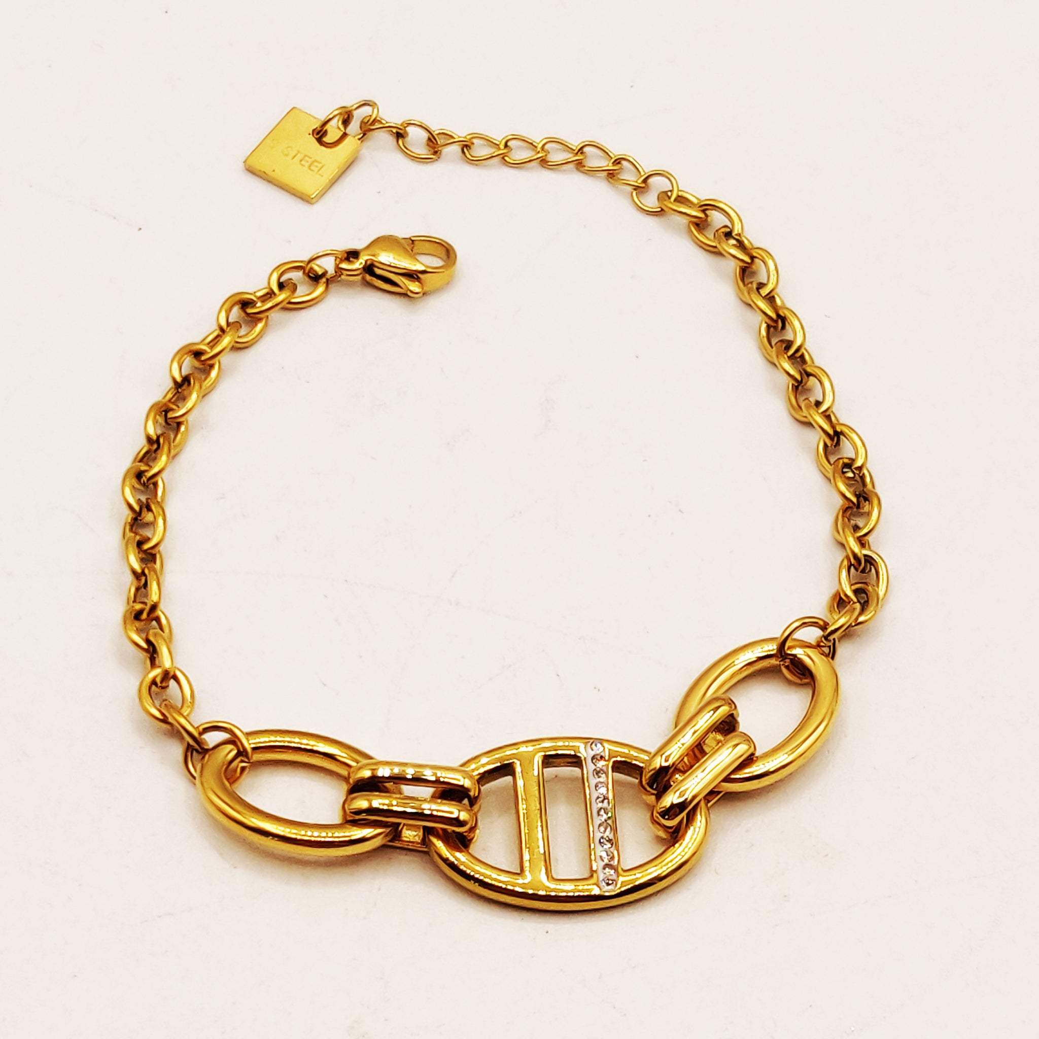 Bracelet Chaîne H Luxe Cristaux