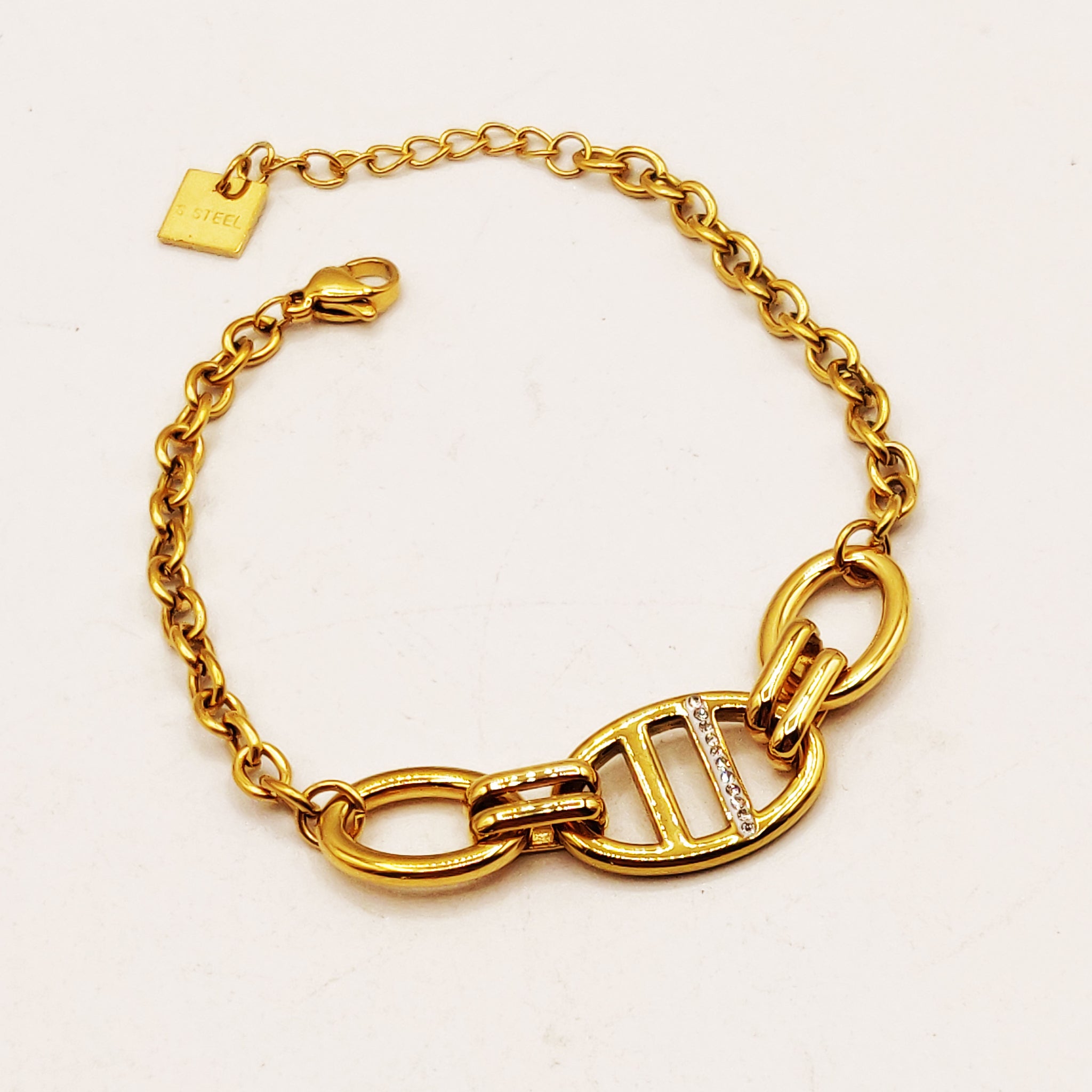 Bracelet Chaîne H Luxe Cristaux