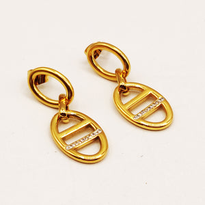 Boucles d'oreilles Chaîne H Luxe Cristaux