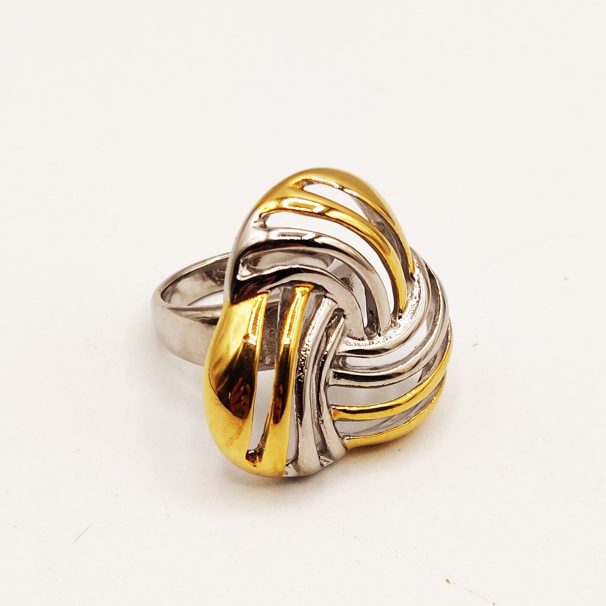 Grande Bague Multi Lignes Croisées Tricolores Luxe