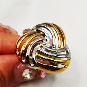 Grande Bague Multi Lignes Croisées Tricolores Luxe